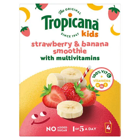 Tropicana Strawberry & Banana Smoothies 4 x 150ml