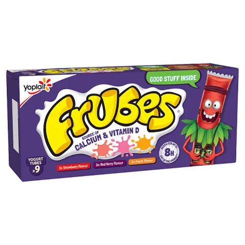 Frubes Kids Strawberry, Red Berry & Peach Flavour Yoghurt Tubes 9 x 37g