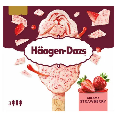 Häagen-Dazs Creamy Strawberry Ice Cream Bars 3 x 204g