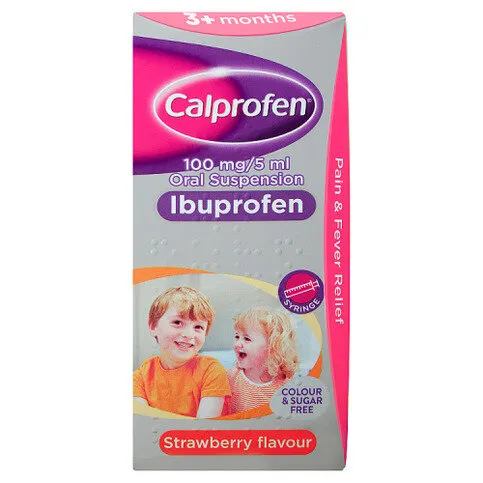 Calprofen® 100mg/5ml Oral Suspension Ibuprofen Strawberry Flavour 3+ Months 100ml