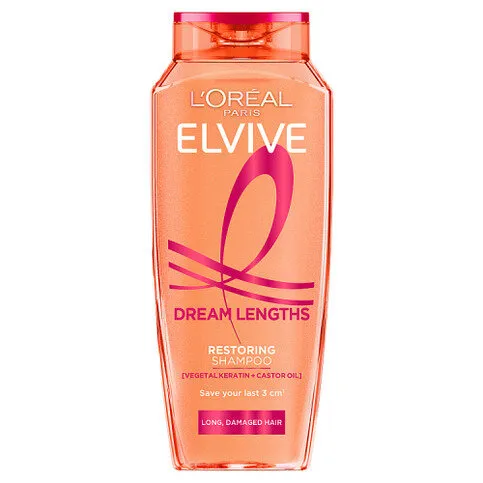 L'Oréal Paris Elvive Dream Lengths Restoring Shampoo - Long Hair, Vegetal Keratin, Castor Oil, 250ml
