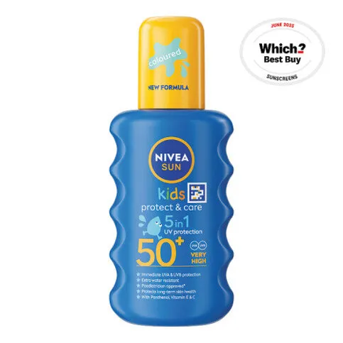 NIVEA Kids Protect & Care Coloured Spray Sun Cream SPF50+, 200ml 200ML