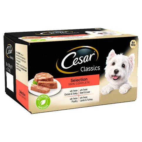 Cesar Classics Adult Wet Dog Food Trays Mixed in Loaf 8 x 150g