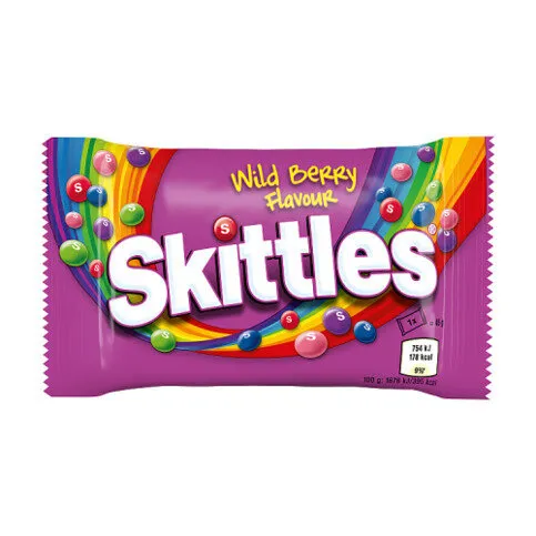 Skittles Vegan Chewy Sweets Wild Berry Fruit Flavoured Bag 45g