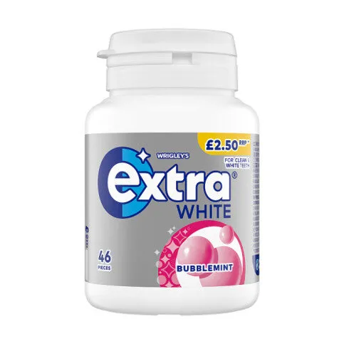Extra White Bubblemint Sugarfree Chewing Gum Bottle 46 Pieces