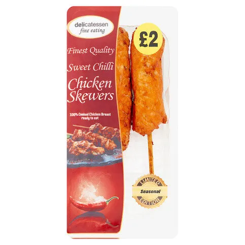Delicatessen Fine Eating Seasonal Limited Edition Sweet Chilli Chicken Skewers 120g