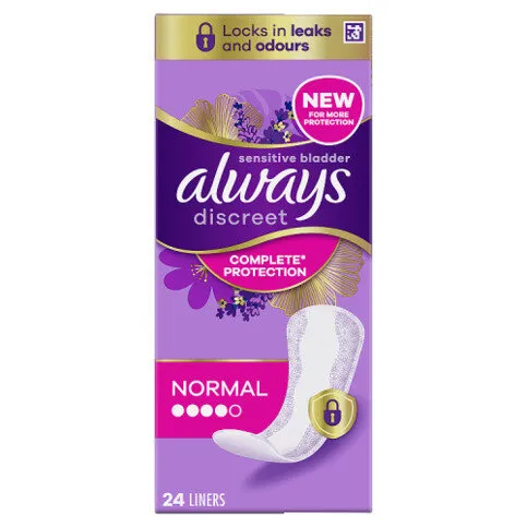 Always Discreet Incontinence Liners Normal 24 Panty Liners For Sensitive Bladder