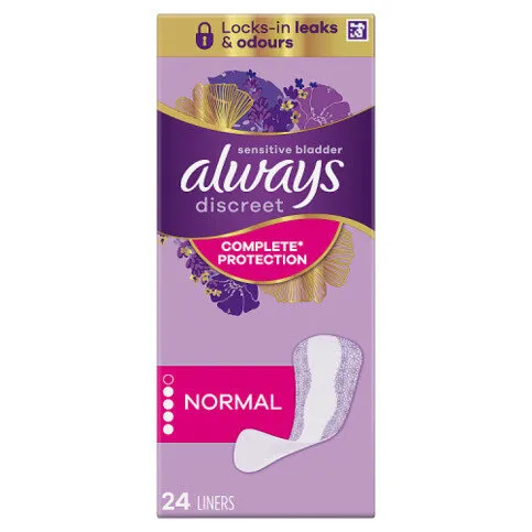 Always Discreet Incontinence Liners Normal 24 Panty Liners For Sensitive Bladder