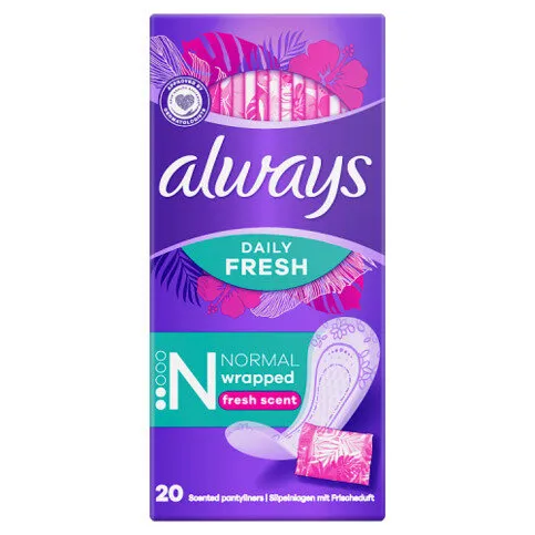 Always Daily Fresh Normal Wrapped Panty Liners 20 Liners, With Fresh Scent, With Fresh Scent