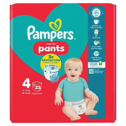 Pampers Baby-Dry Nappy Pants Size 4, 23 Nappies, 9kg-15kg