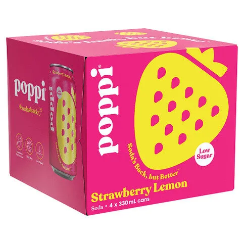 Poppi Strawberry Lemon Soda 4 x 330ml