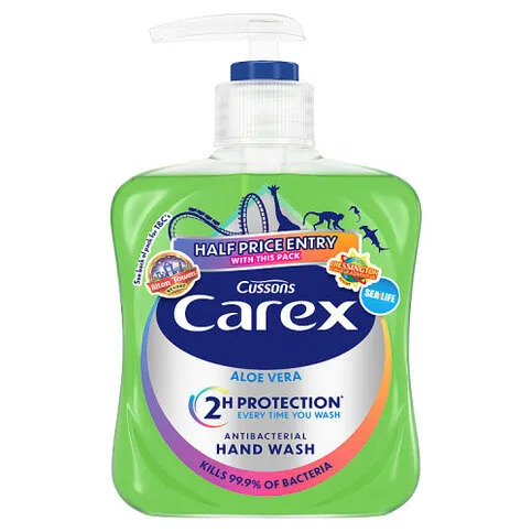 Carex Aloe Vera Antibacterial Hand Wash Gentle & Effective Liquid Hand Soap 250ml 
