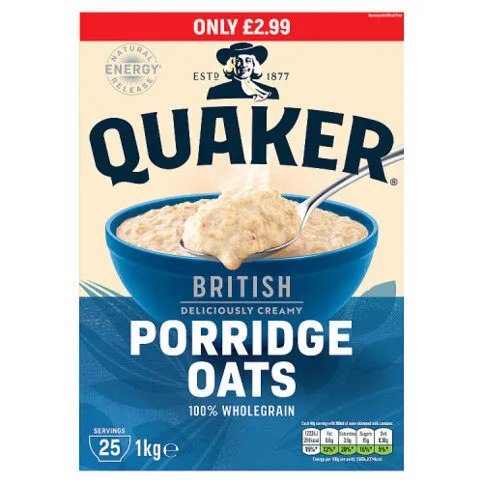 Quaker British Porridge Rolled Oats RRP £2.99 PMP 1kg