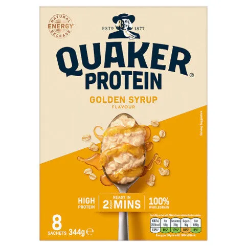 Quaker Oats High Protein Golden Syrup Porridge Sachets 8x43g