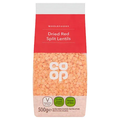 Co Op Wholefoods Dried Red Split Lentils 500g
