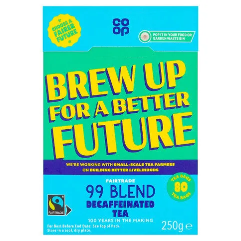 Co-op Fairtrade Decaffeinated 99 Blend 80 Tea Bags 250g