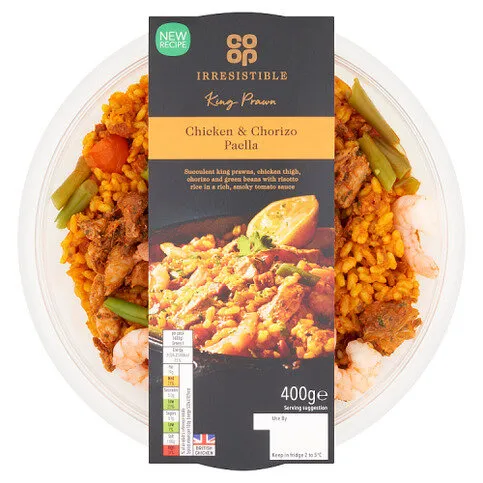 Co-op Irresistible King Prawn Chicken & Chorizo Paella 400g