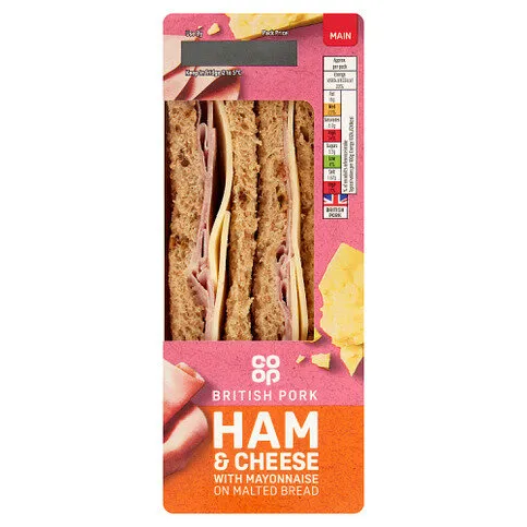 Co-op Ham & Cheese with Mayonnaise on Malted Bread