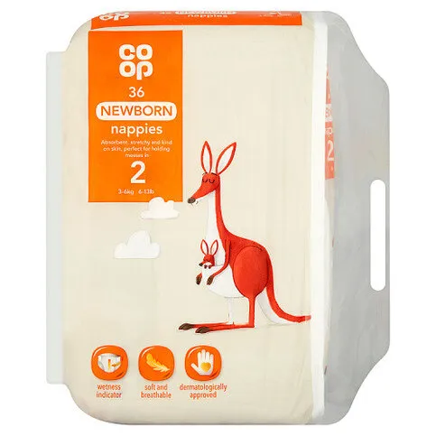 Co-op Newborn Size 2 3-6kg 6-13lb 36 Nappies