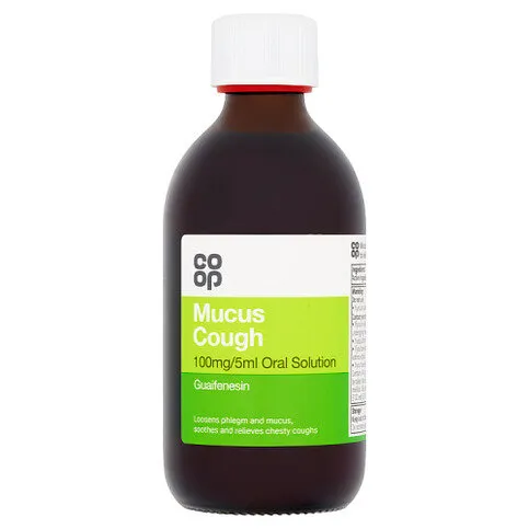 Co-op Mucus Cough 100mg/5ml Oral Solution Guaifenesin 300ml
