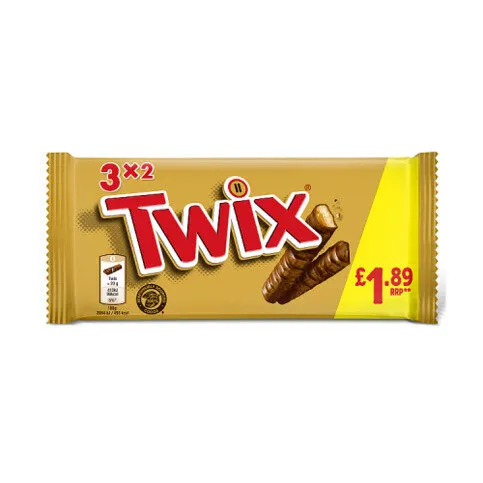Twix Caramel & Milk Chocolate Fingers Biscuit Snack Bars Multipack 3x40g