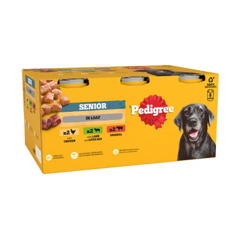 PEDIGREE® Senior Wet Dog Food Mixed Selection in Loaf 6 x 400g Cans