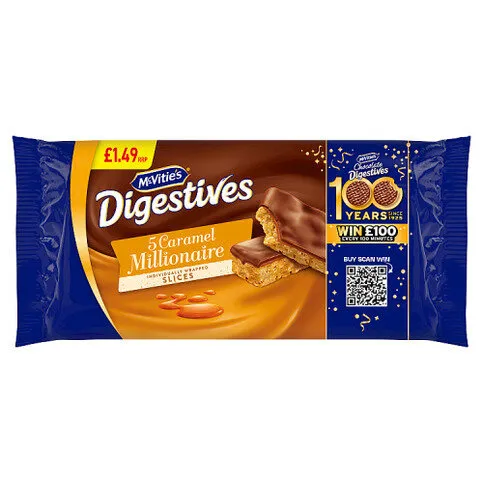 McVities Digestives 5 Caramel Millionaire Digestives 109.9g