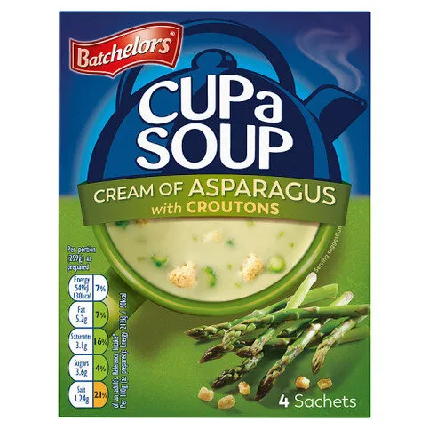 Batchelors 4 Cream of Asparagus with Croutons Cup a Soup 117g