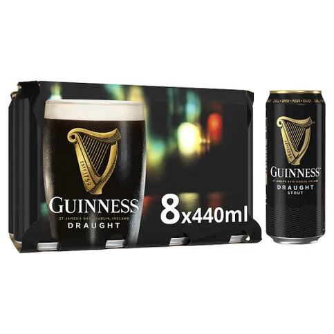 Guinness Draught Stout Beer 4.1% vol 8x440ml Cans
