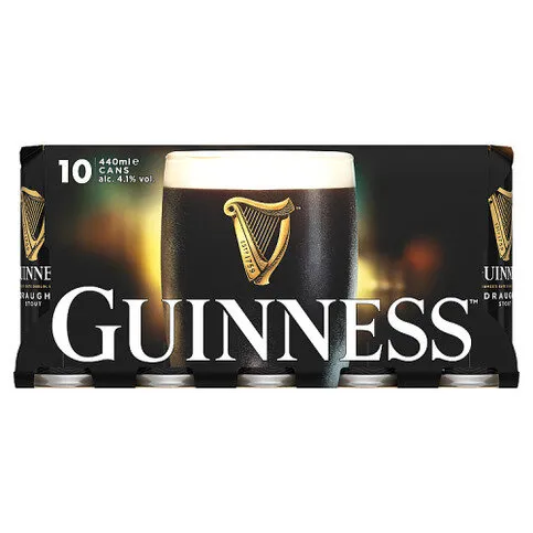 Guinness Draught Stout Beer 10 x 440ml Can