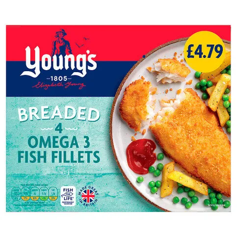 Young's 4 Breaded Omega 3 Fish Fillets 400g