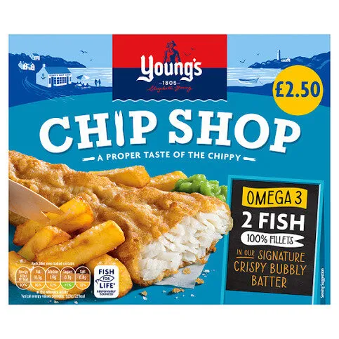 Youngs 2 Chip Shop Omega 3 Fish Fillets Pm2.5 200g