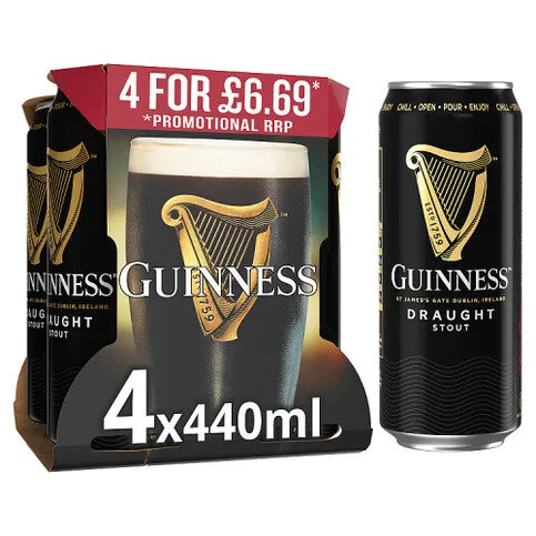 Guinness Draught Stout Beer In Can 4.1% vol 4 x 440ml Cans