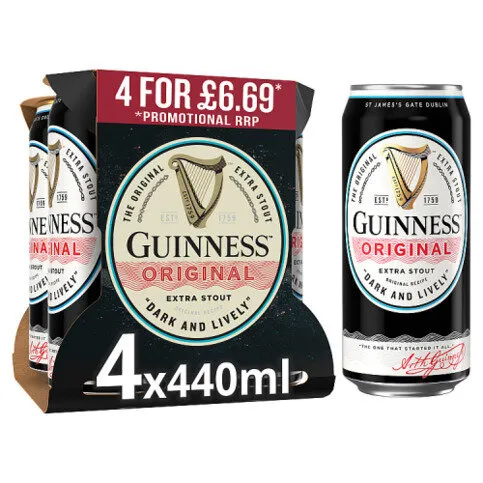 Guinness Original Extra Stout In Can 4.2% vol 440ml PMP £6.99 Cans