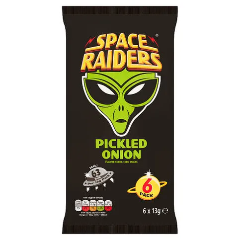 Space Raiders Pickled Onion Flavour Cosmic Corn Snack 6 x 13g