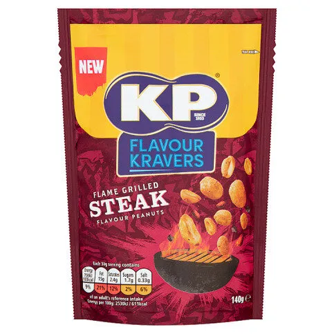 KP Flavour Kravers Flame Grilled Steak Peanuts 140g