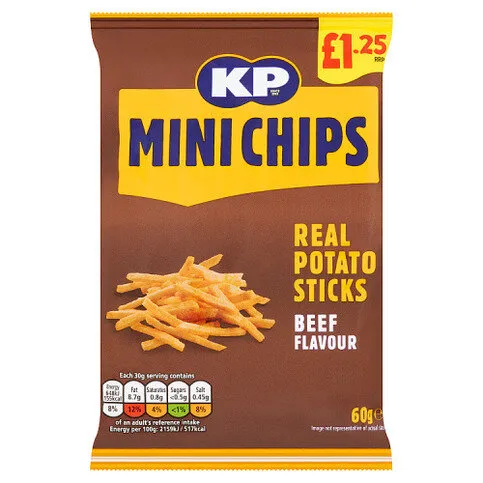 KP Mini Chips Real Potato Sticks Beef Flavour 60g
