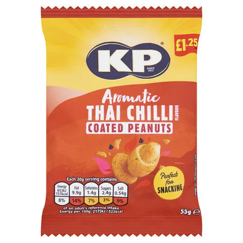 KP Aromatic Thai Chilli Flavour Coated Peanuts 55g