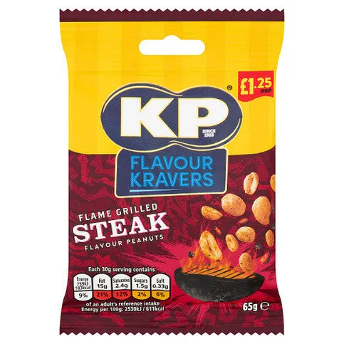 KP Flavour Kravers Flame Grilled Steak Flavour Peanuts 65g