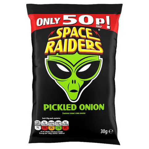 Space Raiders Pickled Onion Flavour Cosmic Corn Snacks 30g