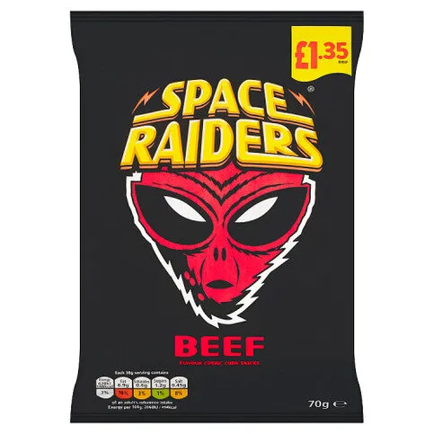 Space Raiders Beef Flavour Cosmic Corn Snacks 70g
