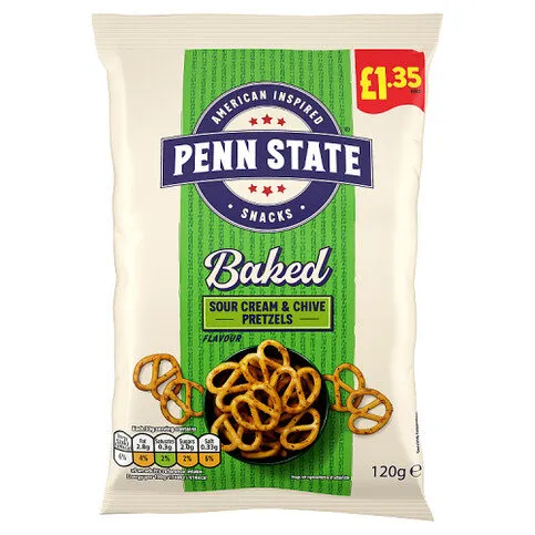 Penn State Baked Sour Cream & Chive Flavour Pretzels 120g