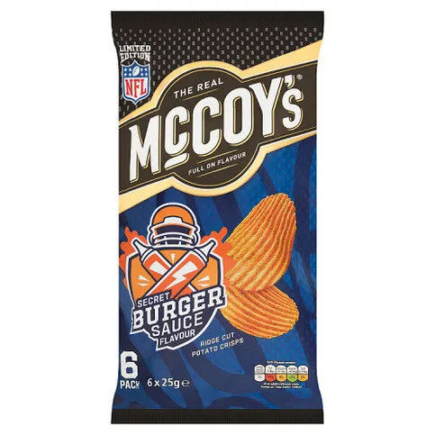 McCoy's Limited Edition Secret Burger Sauce Flavour Ridge Cut Potato Crisps 6 x 25g