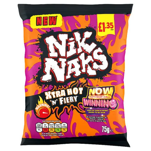 Nik Naks Xtra Hot 'N' Fiery 75g