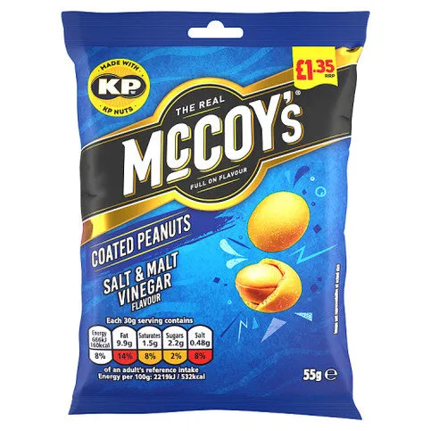McCoy's Salt & Malt Vinegar Flavour Coated Peanuts 55g
