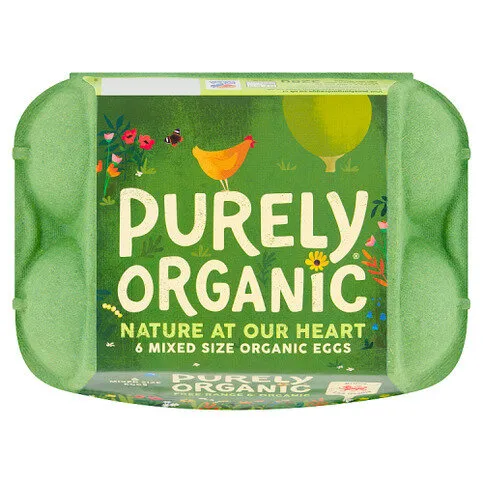 Purely Organic 6 Mixed Size Organic Eggs 328g
