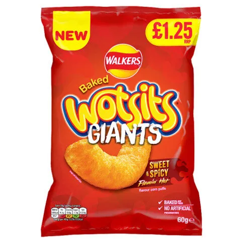 Walkers Wotsits Sweet & Spicy Snacks Crisps £1.25 RRP PMP 60g