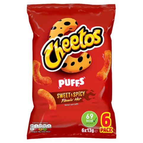 Cheetos Puffs Sweet & Spicy Multipack Snacks Crisps 6 x 13g