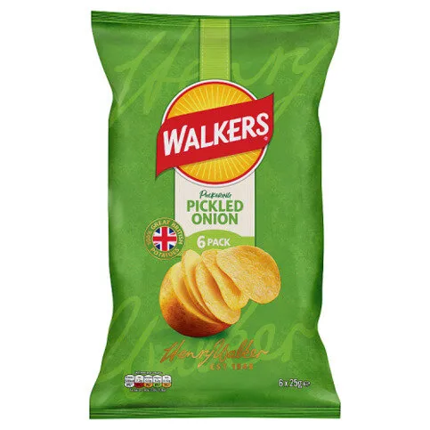Walkers Crisps Picked Onion, 6x25g