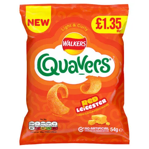 Quavers Red Leicester Cheese Sharing Crisps 54g PMP RRP £1.35